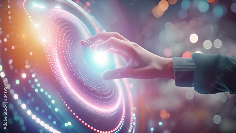 A woman's hand contacting The digital transformation idea for the next generation of technology, the metaverse world.