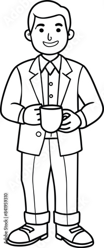 a bussinessman standing in coffee