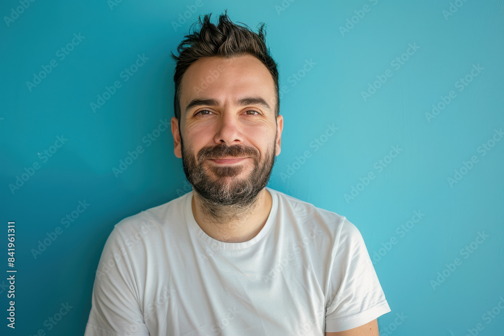 A close up portrait of a young man with a subtle smile A close up portrait of a young man with a subtle smile