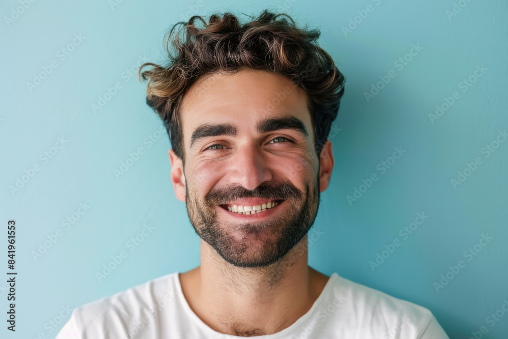 Fototapeta premium A close up portrait of a young man with a subtle smile
