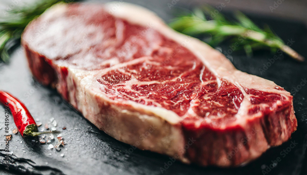 Wagyu steak with exquisite marbling on black slate. Captured in silhouette, this image highlights the steak's rich texture and premium quality. Perfect for culinary visuals Wagyu steak with exquisite marbling on black slate. Captured in silhouette, this image highlights the steak's rich texture and premium quality. Perfect for culinary visuals