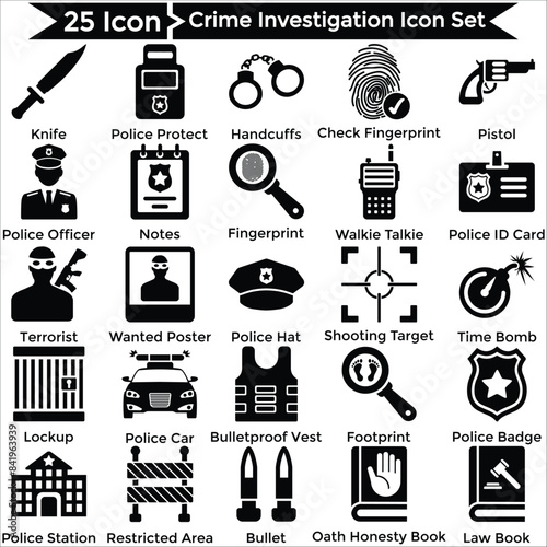 Crime Investigation Icon Set