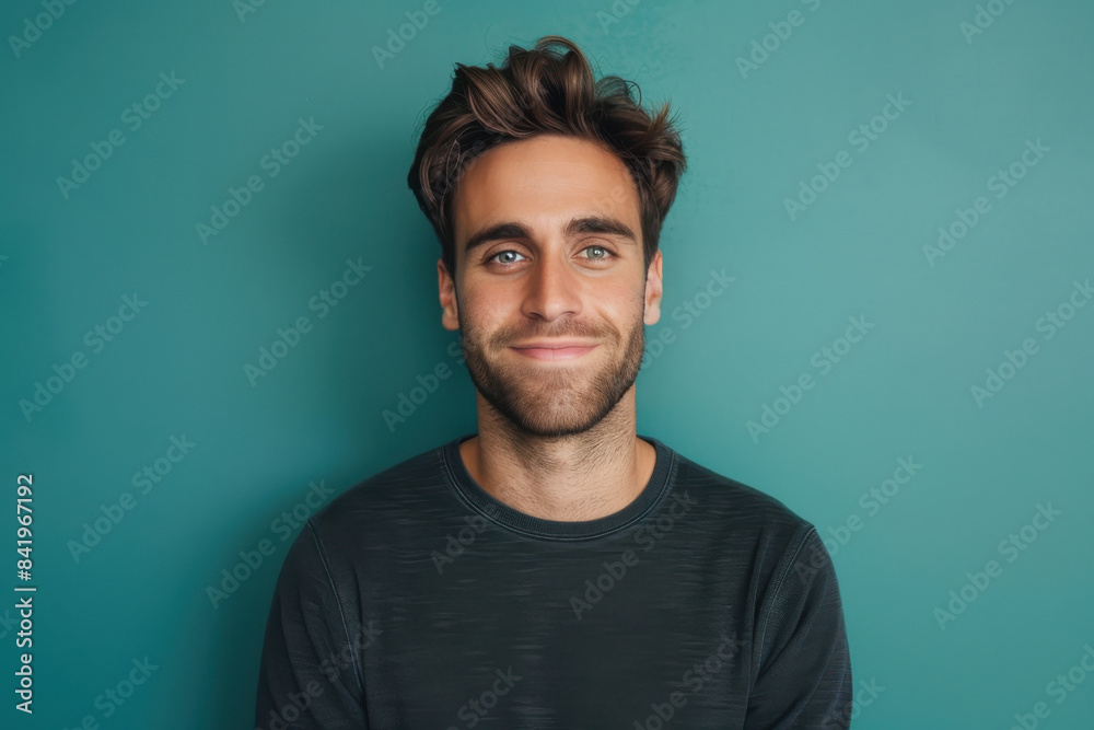 Fototapeta premium A close up portrait of a young man with a subtle smile