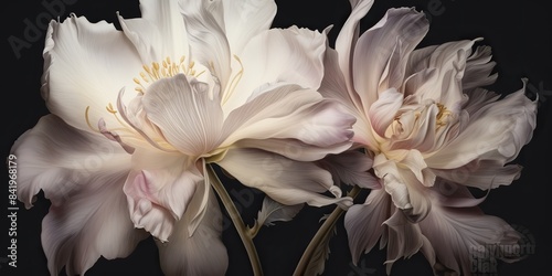 Retro vintage flower amaryllis hibiscus lilly in soft pallete colors. Romantic decorative background scene