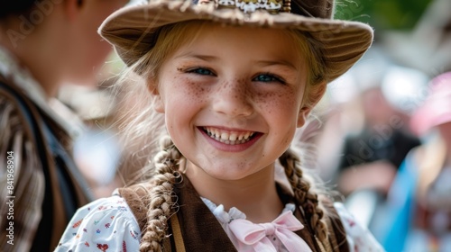 a young girl wearing a traditional bavarian hat photo