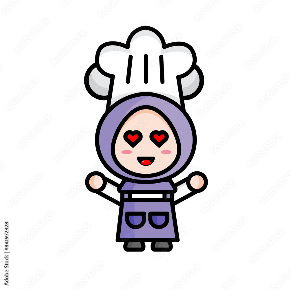 illustration of cute female chef illustration of cute female chef
