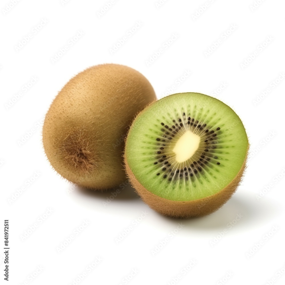 Two halves of ripe kiwi fruit isolated on white background Two halves of ripe kiwi fruit isolated on white background