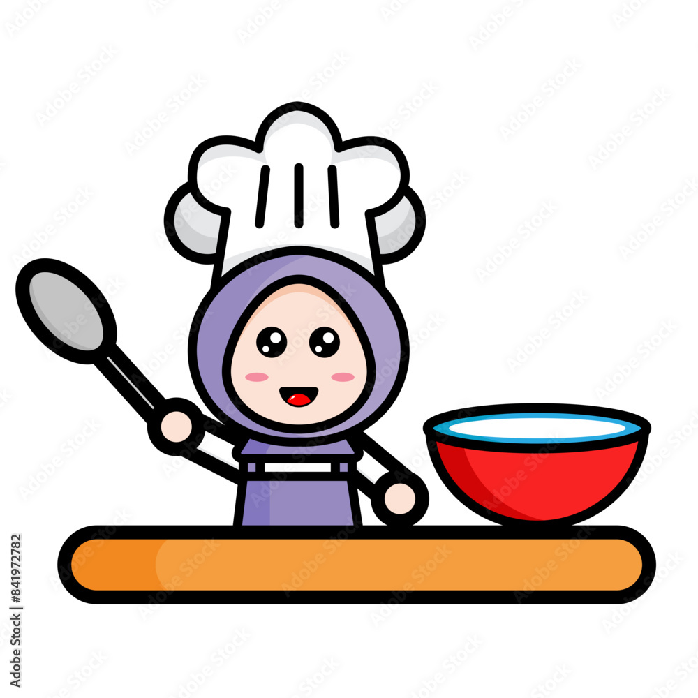 illustration of a chef making cake dough illustration of a chef making cake dough