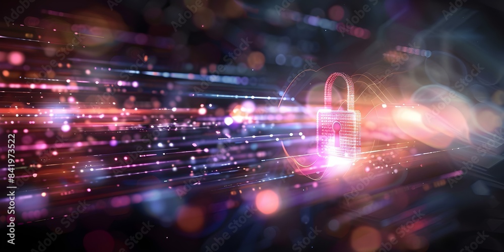 Blurred background with padlock symbol representing secure software development concept. Concept Cyber Security, Software Development, Padlock Symbol, Blurred Background, Secure Programming