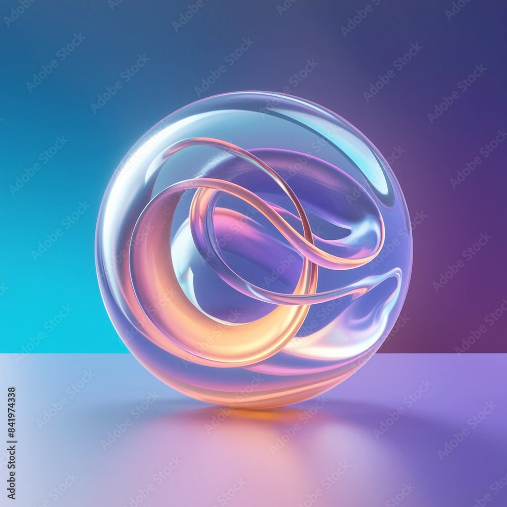 3D Rendering Gradient Colors Transparent Glass Illustration 3D Rendering Gradient Colors Transparent Glass Illustration
