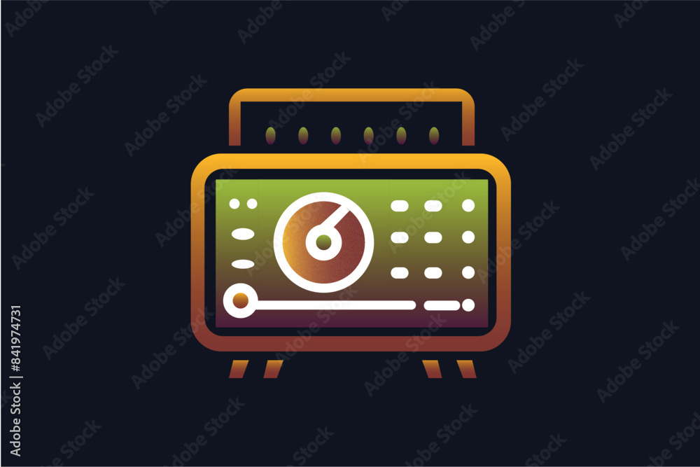 retro radio icon with grain texture retro radio icon with grain texture