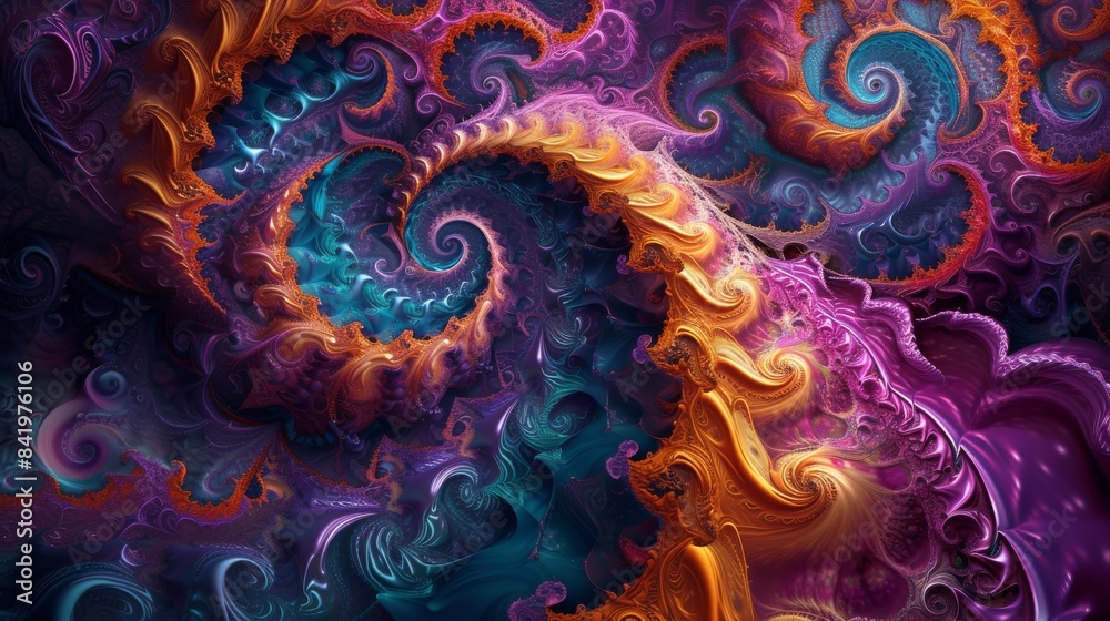 colorful abstract fractal art with swirling patterns, vibrant digital artwork concept