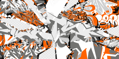 Cool Modern Abstract Urban Street Art Graffiti Style Vector Collage Illustration Background Template