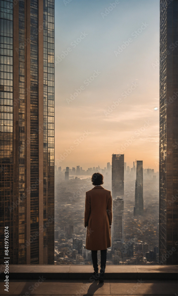 alone man in front of tall buildings alone man in front of tall buildings