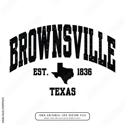 Brownsville text effect vector. Editable college t-shirt design printable text effect vector photo