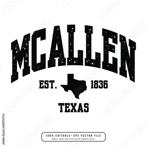 McAllen text effect vector. Editable college t-shirt design printable text effect vector photo