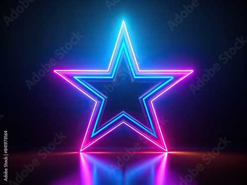 Neon star with futuristic best review element. Premium quality rating. Generative AI, Neon, star,futuristic, best review, premium quality, rating, generative AI, technology, digital, glowing