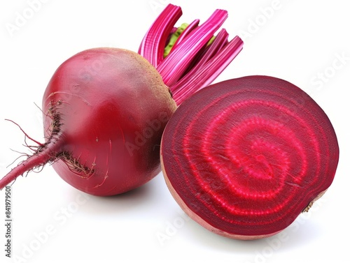 A fresh bunch of beets isolated on a white background. photo