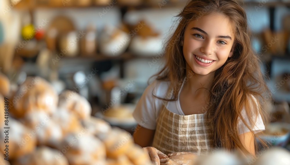custom made wallpaper toronto digitalHappy young baker with pastries in bakery shop