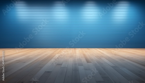 empty room with wood floor with blue wall