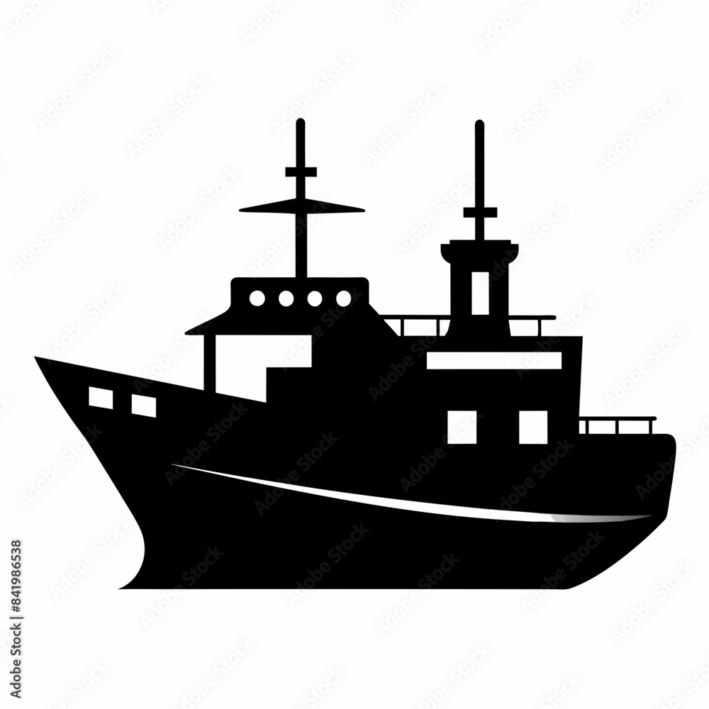 Obraz premium Ship vector silhouette on white background 