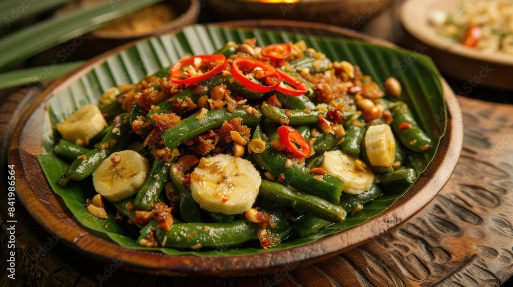 A classic Javanese treat made with green beans and bananas A classic Javanese treat made with green beans and bananas