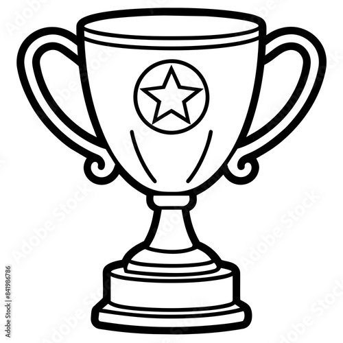 Trophy line art vector silhouette on white background