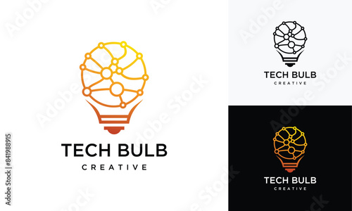 Modern Technology Bulb logo design concept. Technology Bulb Idea logo template