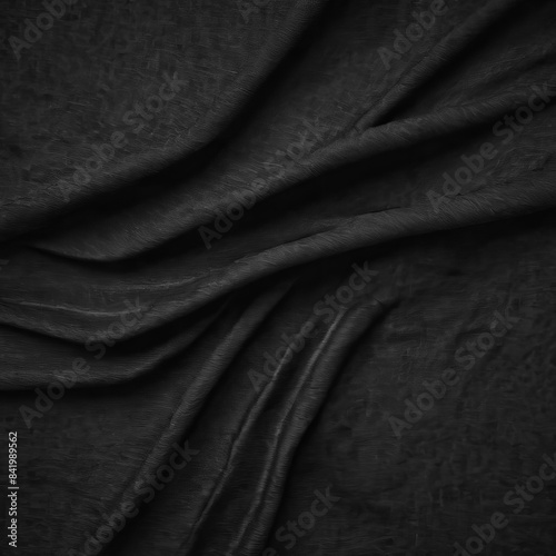 Beautiful black background with drapery and folds of fabric. 3D illustration  3D rendering.