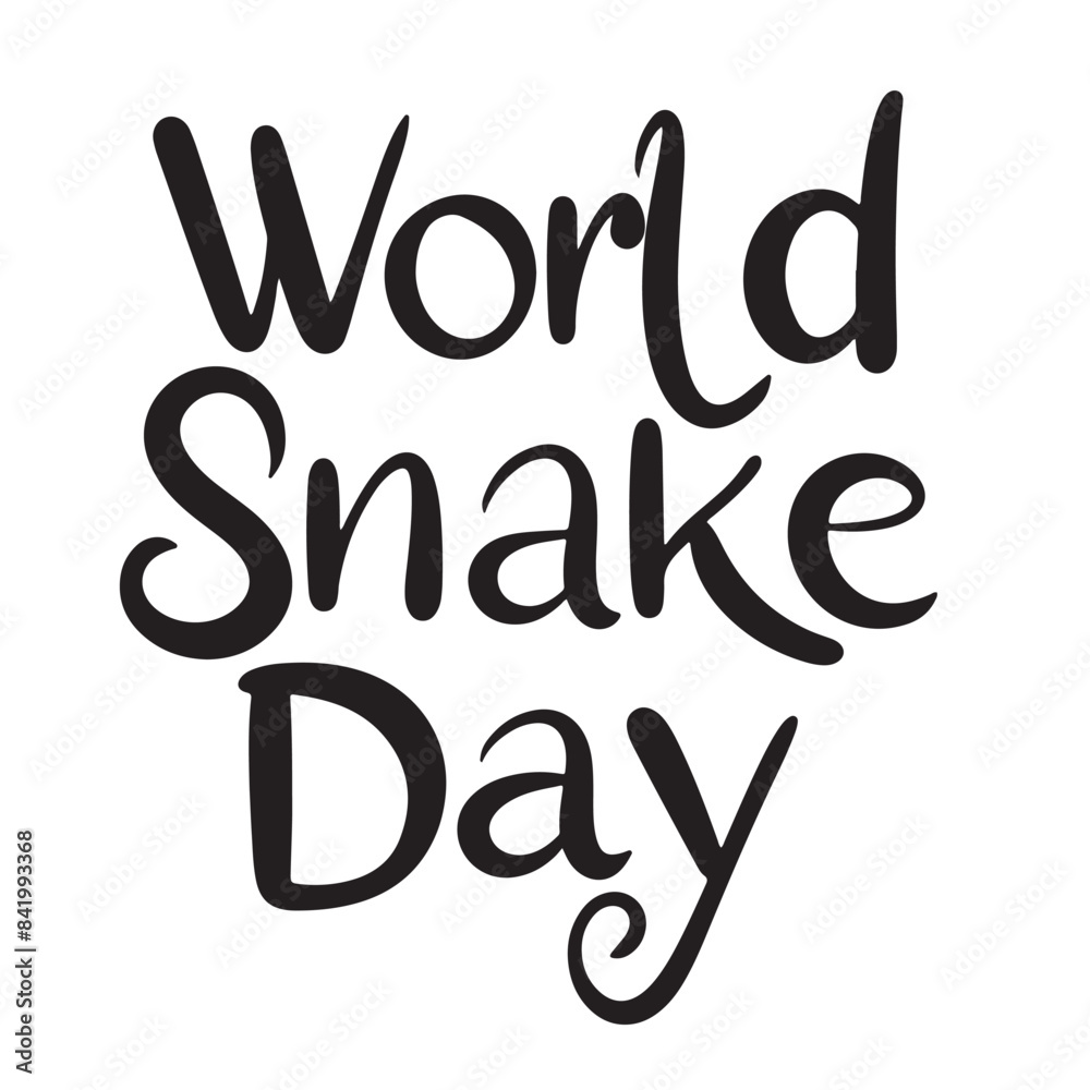 World Snake day text banner lettering black. Hand drawn vector art. World Snake day text banner lettering black. Hand drawn vector art.