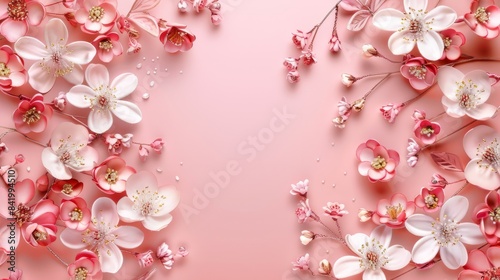 Elegant Jewelry Displayed on a Solid Pink Background with Floral Decorations, Showcasing Beautifully Crafted Pieces and Colorful Flower Accents for a Chic and Stylish Presentation