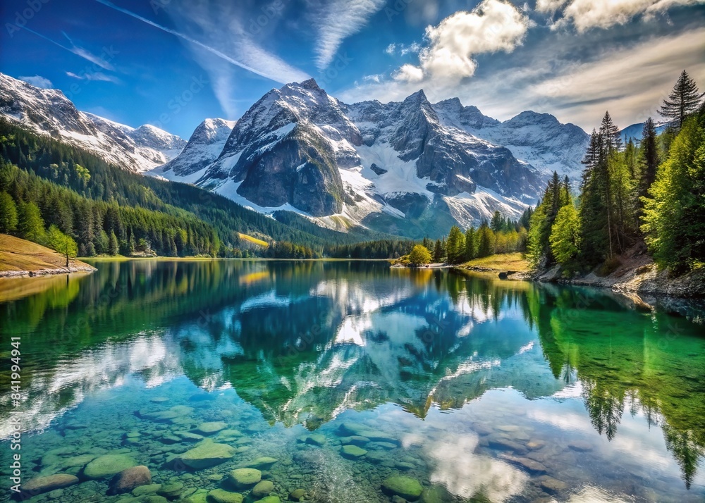 Serene alpine lake surrounded by snow-capped mountains , Verwall, lake, Austrian Alps, nature, landscape, scenery, mountain, snow, cold, tranquil, peaceful, reflection, beauty, pure