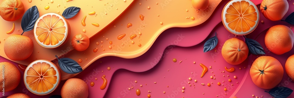Abstract Orange Fruit Background With Wavy Orange and Pink Shapes Abstract Orange Fruit Background With Wavy Orange and Pink Shapes