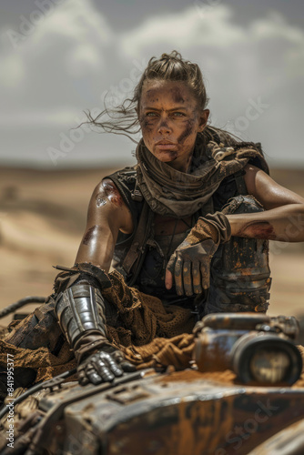 Cybernetically Enhanced Villain Portrait  People of the Wasteland  Post-apocalyptic world  Desolation and Savagery  cinematographic imagery. 