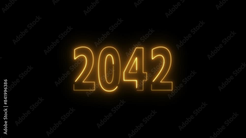 2042 neon text animation, Glowing neon business number text background 4k video. 2042 neon text animation, Glowing neon business number text background 4k video.