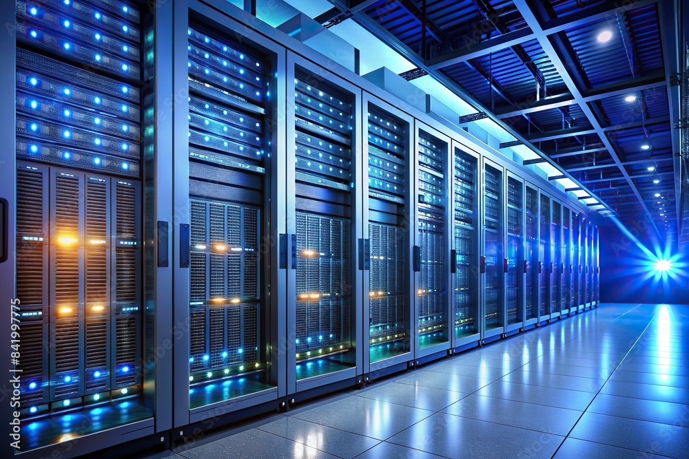 Rows of powerful servers hum in a climatecontrolled server room, their