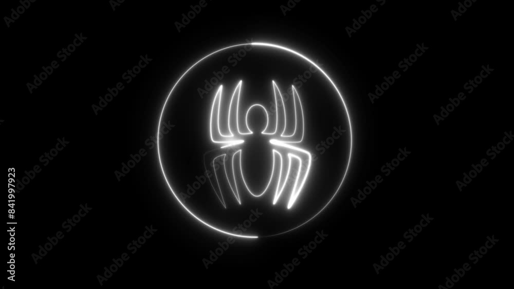 Glowing neon line Poisonous spider icon isolated on black background. Glowing neon line Poisonous spider icon isolated on black background.