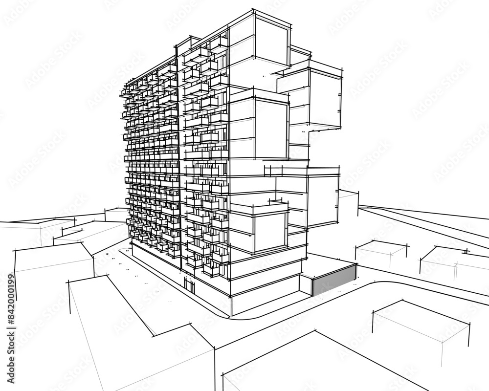 modern architecture project 3d illustration modern architecture project 3d illustration