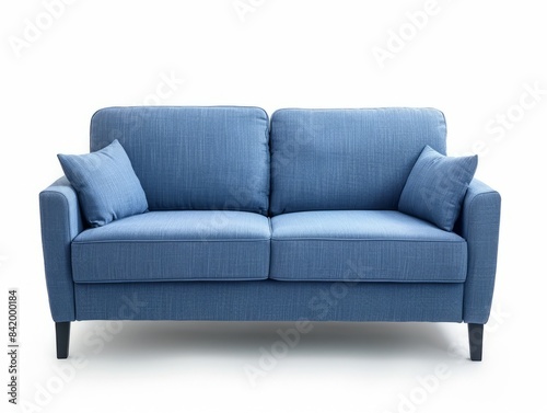 Modern textile sofa on isolated white background.