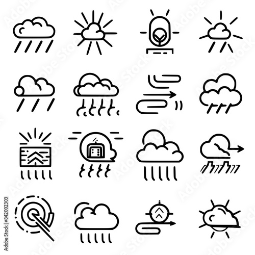 Rain icon, storm icon, weather icon, climate icon, meteorology icon, wind icon, snow icon, moon icon, thunderstorm icon, temperature icon, sun icon, cloud icon, nature icon, sky icon, winter icon, clo