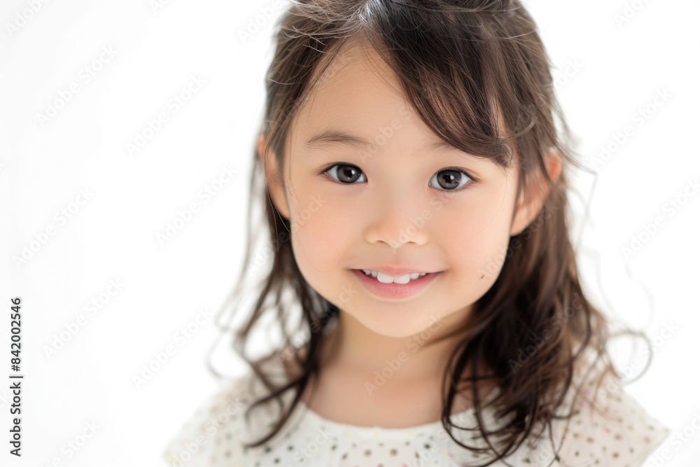 Girl Portrait. Smiling Asian Little Girl Isolated on White Background Girl Portrait. Smiling Asian Little Girl Isolated on White Background