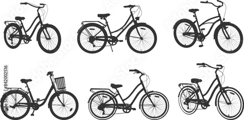 Foto Classic bicycle silhouettes, Female bike silhouette, Vintage bicycle silhouette, Classic bicycle svg, Vintage bicycle svg, Vintage bicycle vector, Old bicycle silhouette