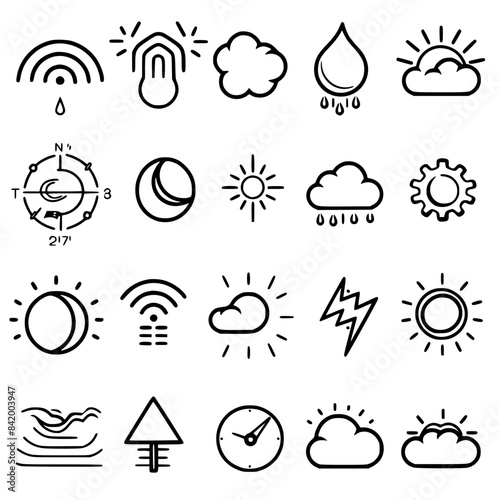 Rain icon, storm icon, weather icon, climate icon, meteorology icon, wind icon, snow icon, moon icon, thunderstorm icon, temperature icon, sun icon, cloud icon, nature icon, sky icon, winter icon, clo