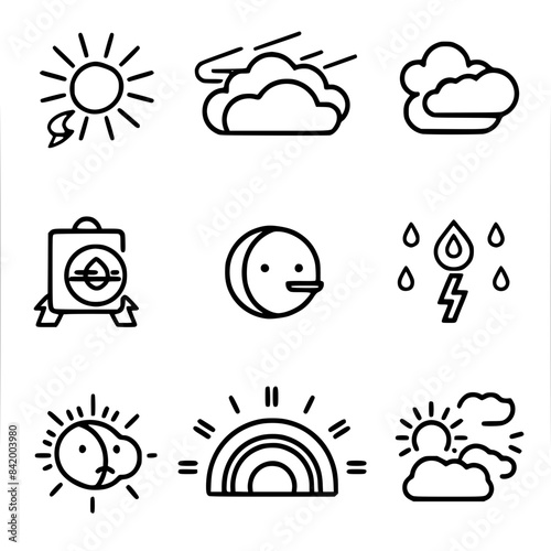 Rain icon, storm icon, weather icon, climate icon, meteorology icon, wind icon, snow icon, moon icon, thunderstorm icon, temperature icon, sun icon, cloud icon, nature icon, sky icon, winter icon, clo