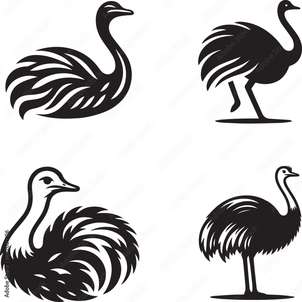 Naklejka premium Ostrich silhouette vector illustration