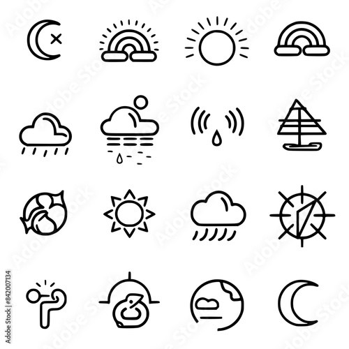 Rain icon, storm icon, weather icon, climate icon, meteorology icon, wind icon, snow icon, moon icon, thunderstorm icon, temperature icon, sun icon, cloud icon, nature icon, sky icon, winter icon, clo