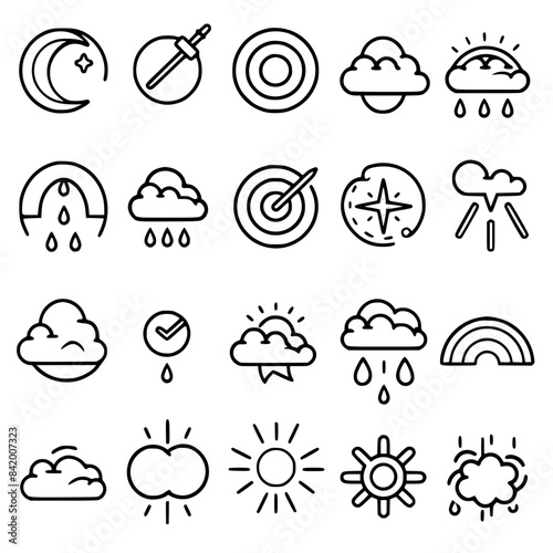 Rain icon, storm icon, weather icon, climate icon, meteorology icon, wind icon, snow icon, moon icon, thunderstorm icon, temperature icon, sun icon, cloud icon, nature icon, sky icon, winter icon, clo