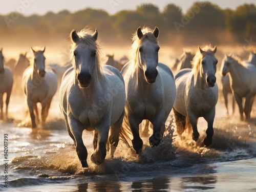 Beautiful Camargue horses