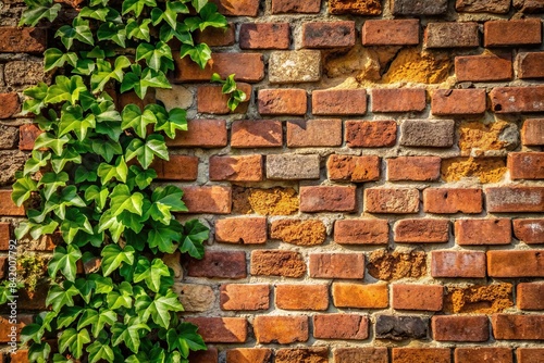 A close-up view of a weathered castle brick wall, showing intricate details of the mortar, chipped bricks, and creeping ivy, castle wall, brick wall, medieval, ancient, history, architecture © Sanook