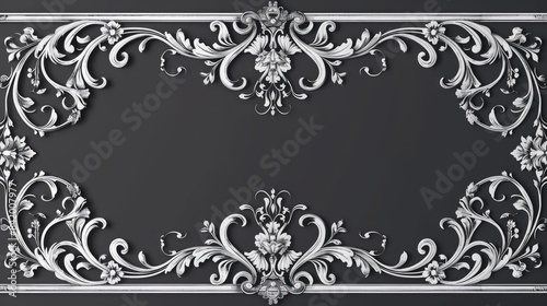Royal baroque graphic elements with white vintage lines for card designs